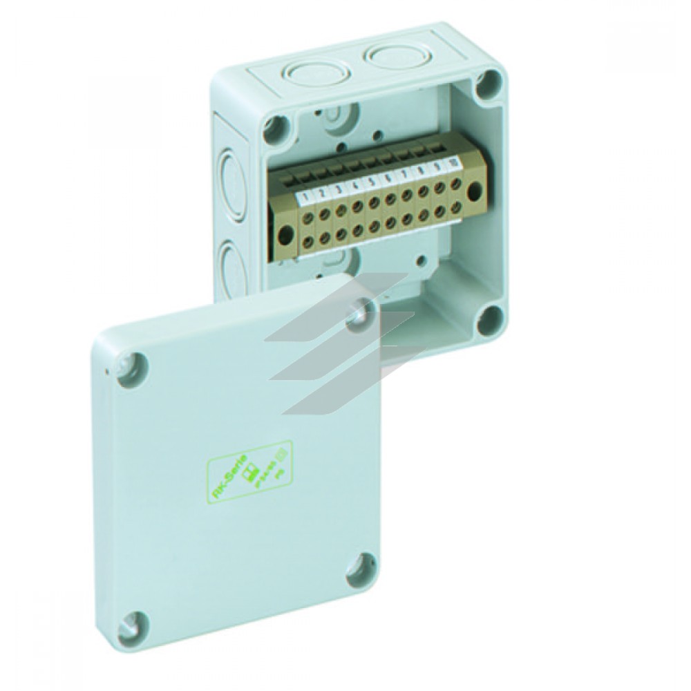 Корпус RKK 4/10-10х4² (94х94х57), клема 10пол.х4мм², полістирол, метрич. введення-7 місць під М16/20, IP66, Spelsberg